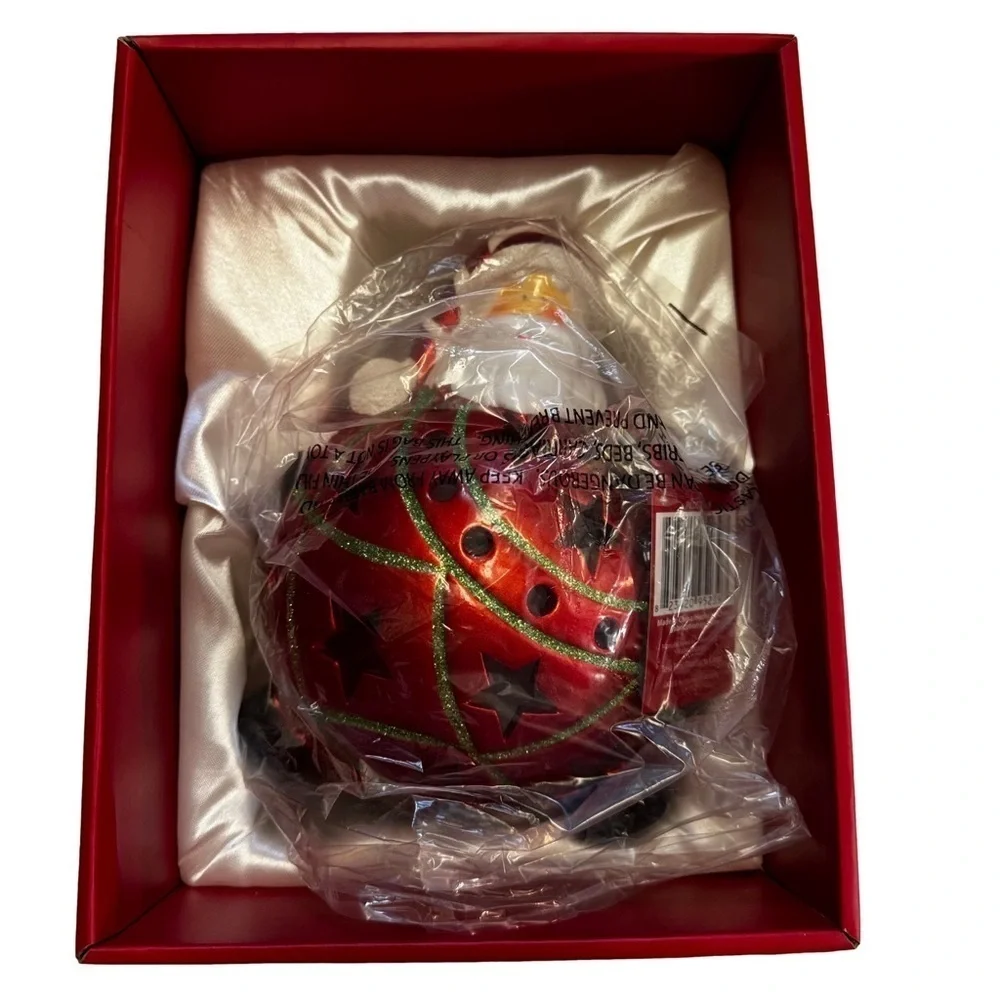 Home Reflections Luminary Flameless Candle with Timer Santa Christmas Ball NIB